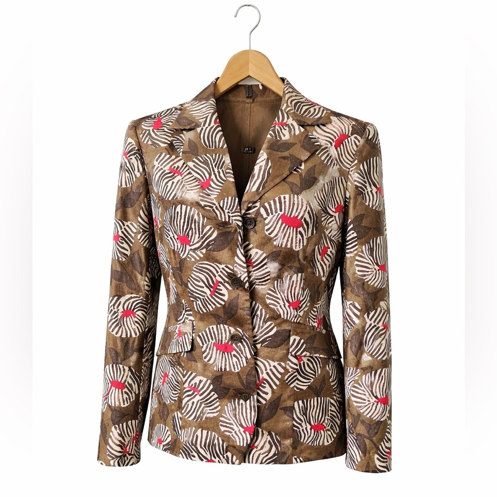 Evan-Picone Zebra Print Blazer Jacket Size 8 Vintage 90s Statement Career Chic